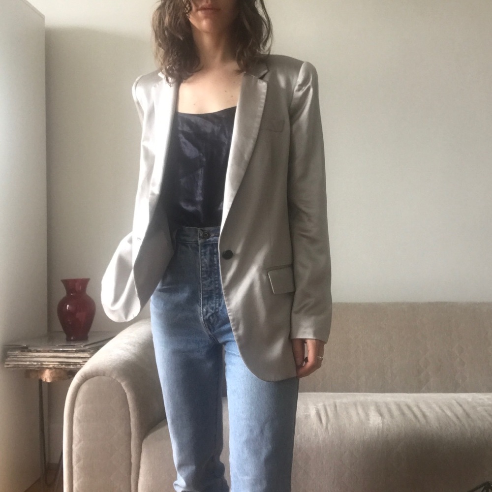 Club Monaco Silk satin blazer